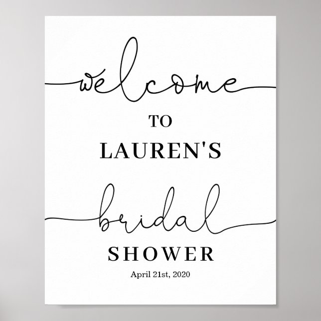 Señal de bienvenida de la ducha de novia minimalis (Frente)