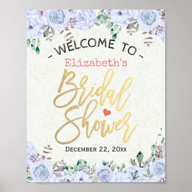 Señal de bienvenida de la ducha de novia Moda Flor (Frente)