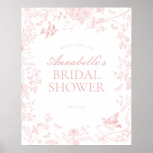 Señal de bienvenida de la ducha de novia rosa toil
