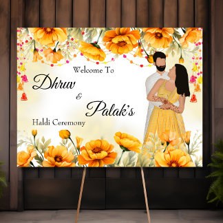 Señal de bienvenida de la pareja haldi para Maiyan