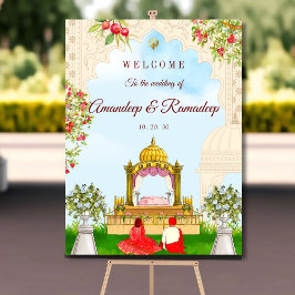 Señal de bienvenida de la pareja sij boda Anand Ka