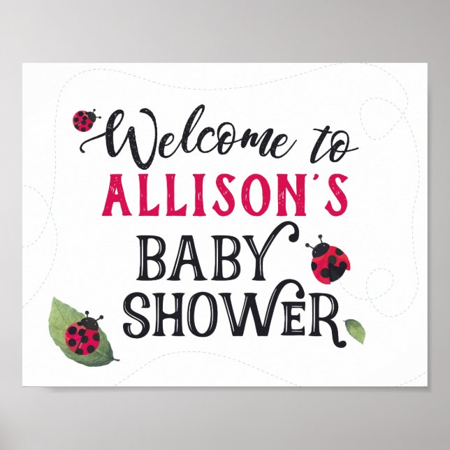 Señal de bienvenida de Lady Bug Baby Shower (Frente)