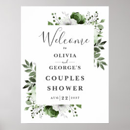 Señal de bienvenida de las parejas de flores de co