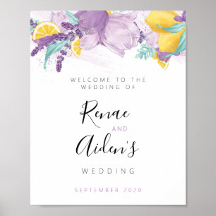 Señal de bienvenida de Lavender, boda púrpura y li