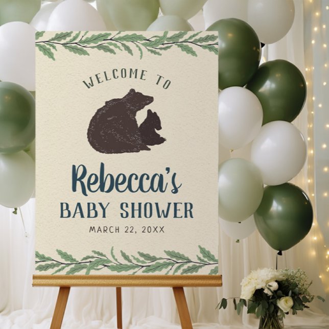Señal de bienvenida de Little Bear Rustic Baby Sho (Subido por el creador)