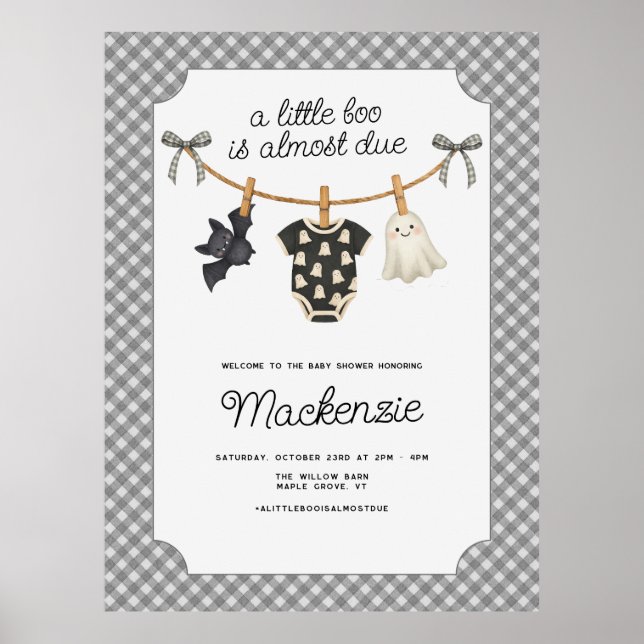 Señal de bienvenida de Little Boo Gingham Baby Sho (Frente)