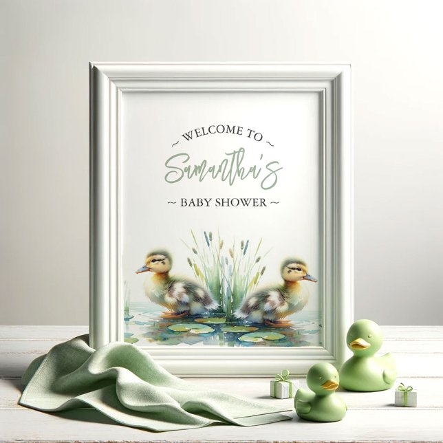 Señal de bienvenida de los Posters de Baby Shower (Baby shower posters gender neutral watercolor ducks by Do Tell A Belle)