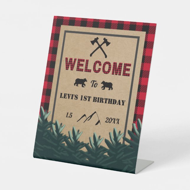 Señal de bienvenida de Lumberjack primer cumpleaño (Anverso)