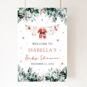 Señal de bienvenida de Navidades rojos Santa Bebé 