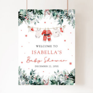 Señal de bienvenida de Navidades rojos Santa Bebé 