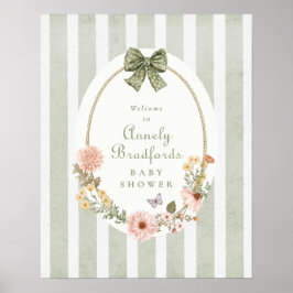 señal de bienvenida de niña con gingham floral de