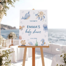Señal de bienvenida de Ocean Baby Shower, Rótulo m