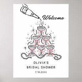 Señal de bienvenida de Pearls & Prosecco Bridal Sh