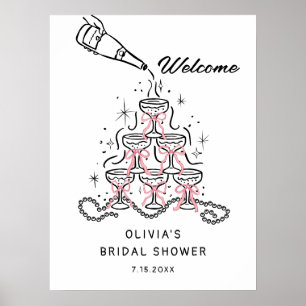 Señal de bienvenida de Pearls & Prosecco Bridal Sh