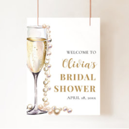Señal de bienvenida de Pearls y Prosecco Bridal Sh