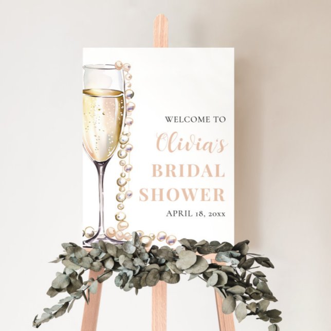 Señal de bienvenida de Pearls y Prosecco Bridal Sh (Subido por el creador)