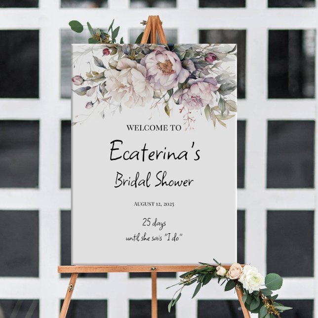 Señal de bienvenida de Peonies & greenery con duch (Subido por el creador)