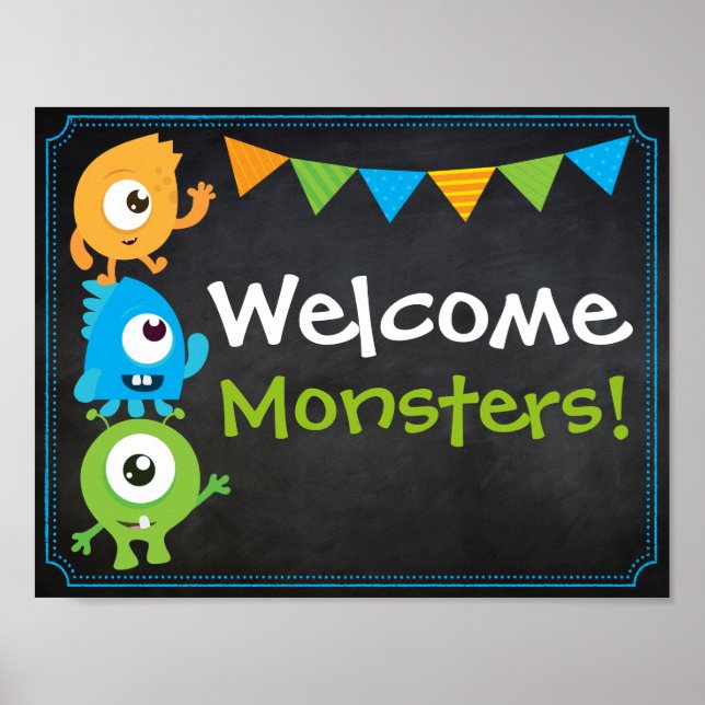 Señal de bienvenida de pequeños monstruos (Frente)