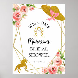 Señal de bienvenida de Pink and Gold Kentucky Derb