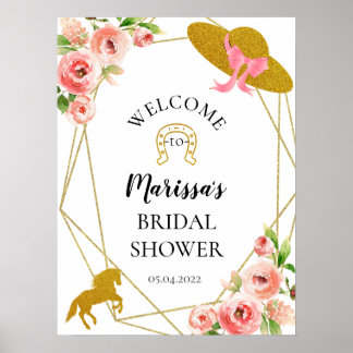 Señal de bienvenida de Pink and Gold Kentucky Derb