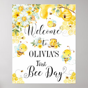 Señal de bienvenida de primer cumpleaños de Cute H