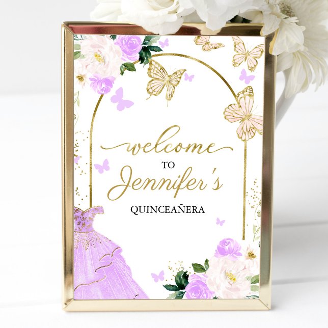 Señal de bienvenida de Quinceanera con vestido de  (Subido por el creador)