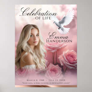 Señal de bienvenida de rosas rosadas y funerales d