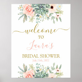 Señal de bienvenida de Succulens Bridal Shower