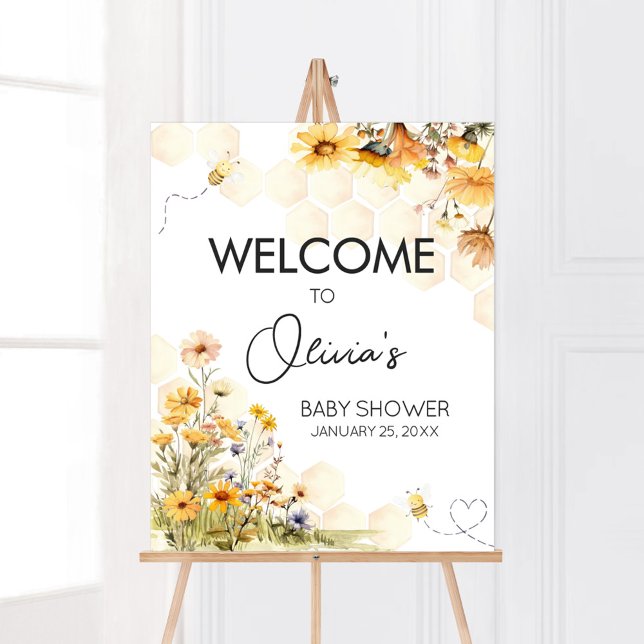 Señal de bienvenida de Sunflower Little Honey Baby (Sunflower Little Honey Baby Shower Welcome Sign)