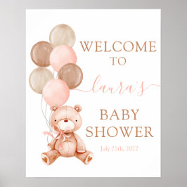 Señal de bienvenida de Teddy Bear Baby Shower Chic