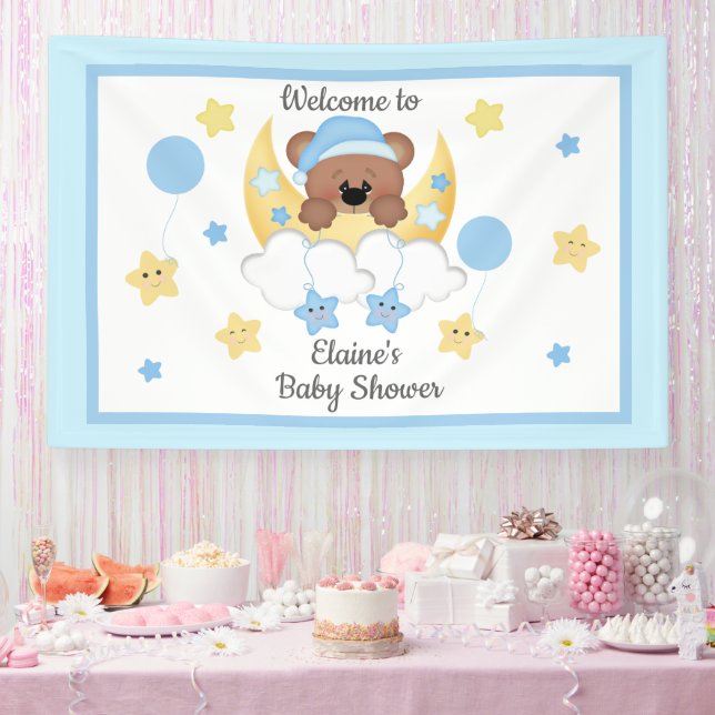 Señal de bienvenida de Teddy Bear Moon Stars Baby  (Fiesta)