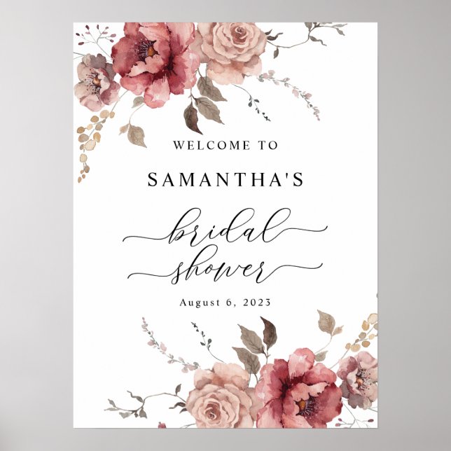 Señal de bienvenida de Terracotta Otoño Borgoña (Frente)