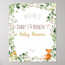 Señal de bienvenida de Woodland Baby Shower
