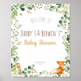 Señal de bienvenida de Woodland Baby Shower