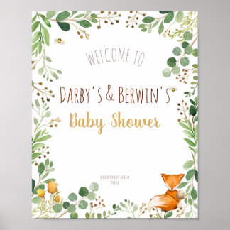 Señal de bienvenida de Woodland Baby Shower