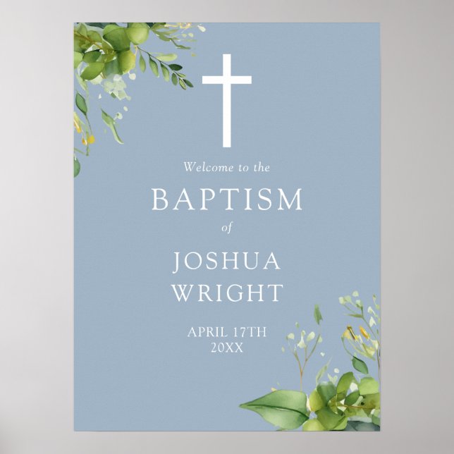 Señal de bienvenida del bautismo de vegetación azu (Frente)