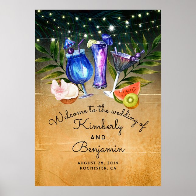 Señal de bienvenida del Boda de los cócteles de la (Frente)