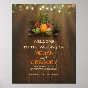 Señal de bienvenida del Boda de Pineapple Luau Bea