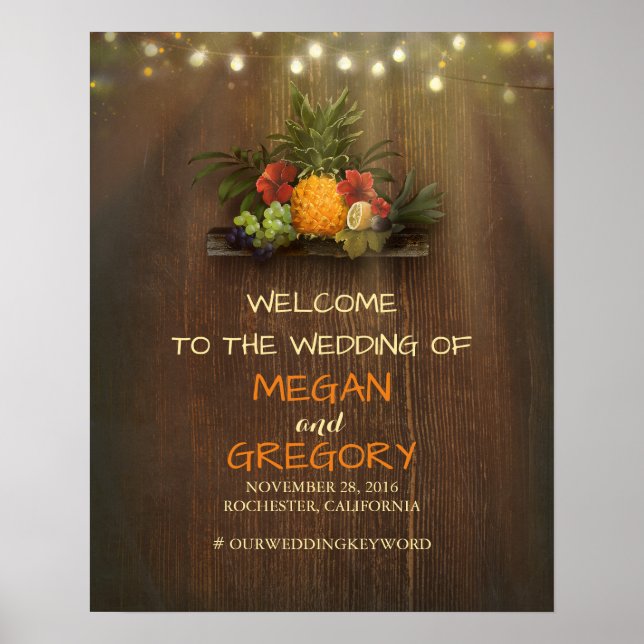 Señal de bienvenida del Boda de Pineapple Luau Bea (Frente)