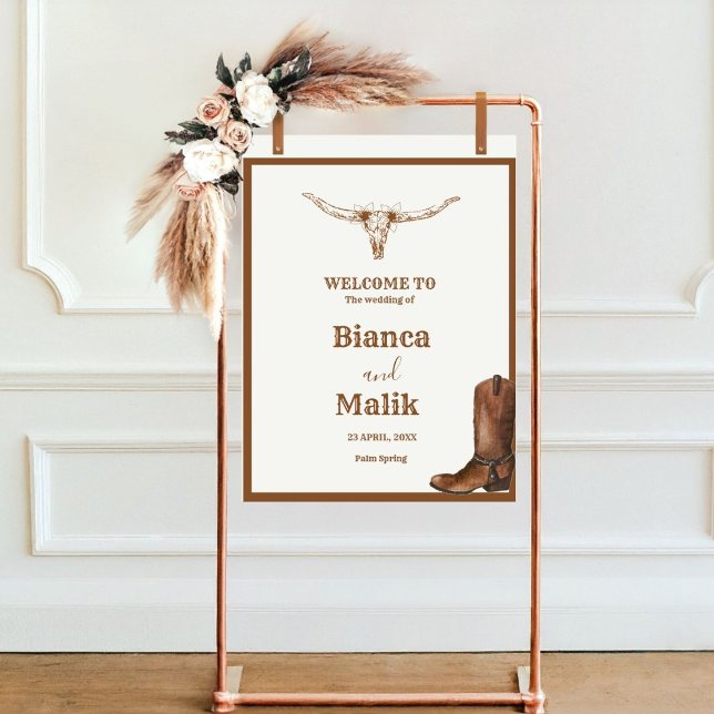 Señal de bienvenida del Boho western boda (Subido por el creador)