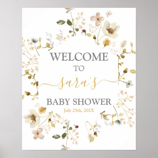 Señal de bienvenida del Chica Baby Shower de Wildf (Frente)