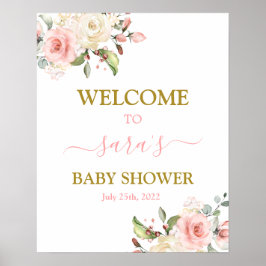 Señal de bienvenida del Chica de Baby Shower Flora