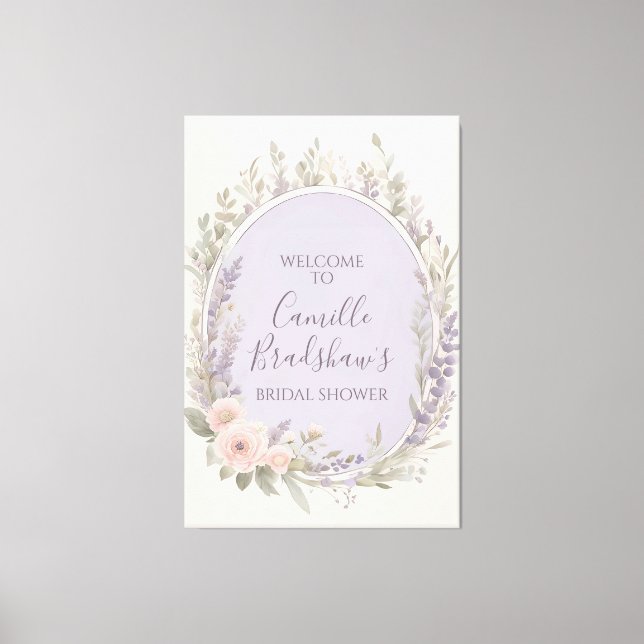 Señal de bienvenida floral de Lavender y Rubor (Anverso)