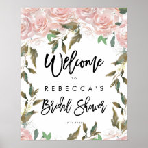 señal de bienvenida floral rosa rubor para ducha d