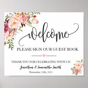 Señal de bienvenida nuestro libro de visitas boda