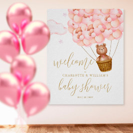 Señal de bienvenida para baby shower rosa de "Apen