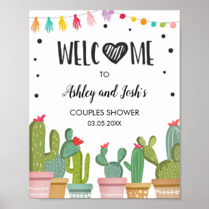 Señal de bienvenida para boda de cactus para ducha