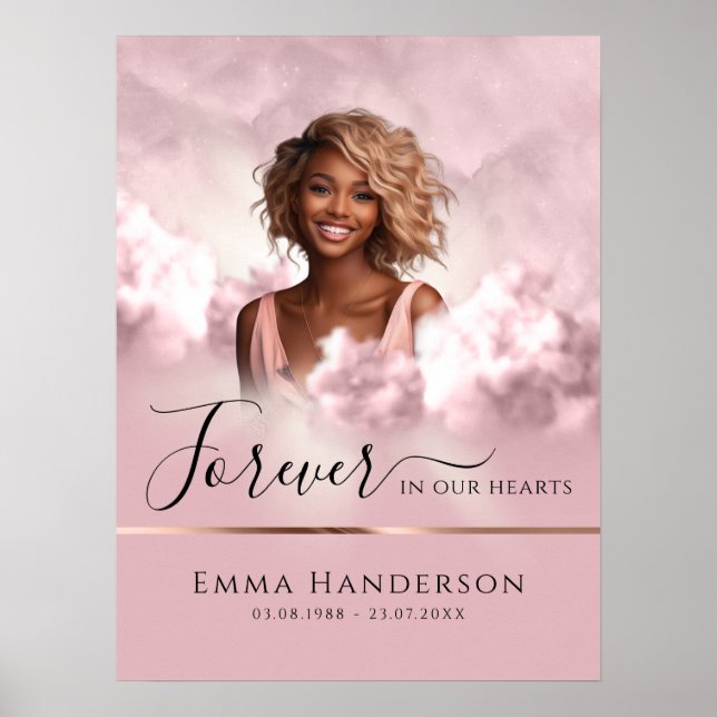 Señal de bienvenida para el funeral de oro rosa y  (Frente)