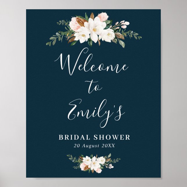 señal de bienvenida para fiesta de shower floral a (Frente)