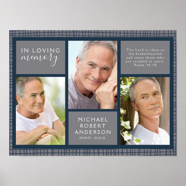 Señal de bienvenida para funeral masculino en memo (Frente)